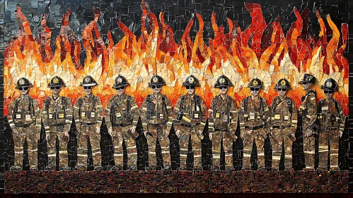 Firefighters Mosaic Art