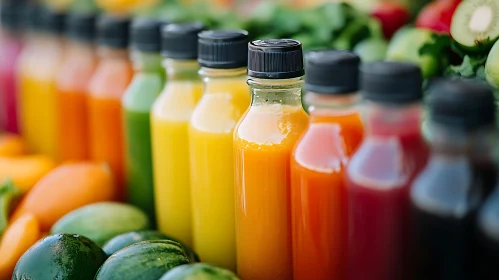 Vibrant Juice Bottles Display