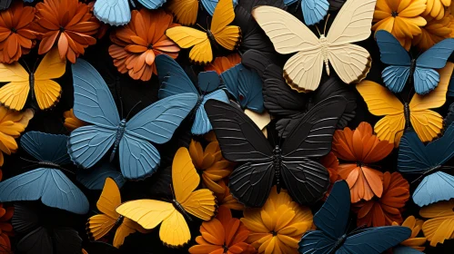 Eco-Friendly Paper Sculptures: Dark Azure and Amber Butterflies