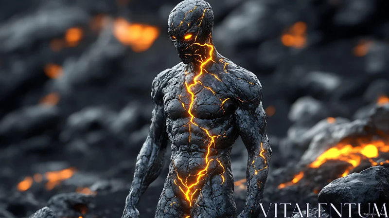 Lava Creature on Volcanic Terrain AI Image