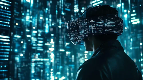 Man in VR Headset Exploring Digital Realm