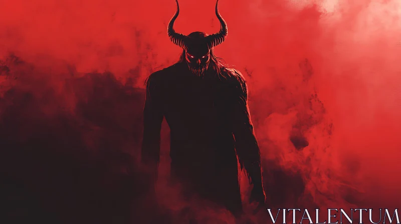 AI ART Silhouette of Evil: A Demon in Red Mist