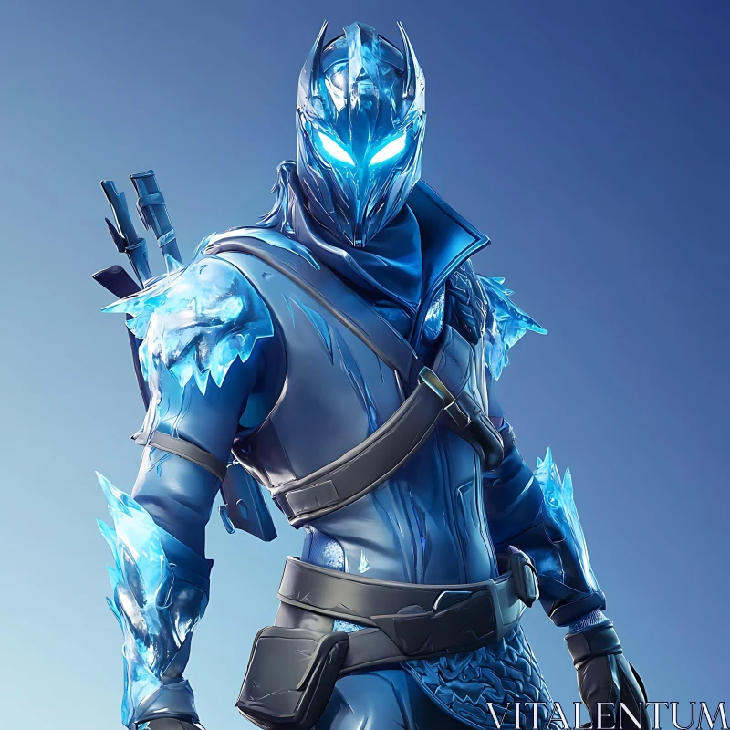 AI ART Blue Ice Armor Character