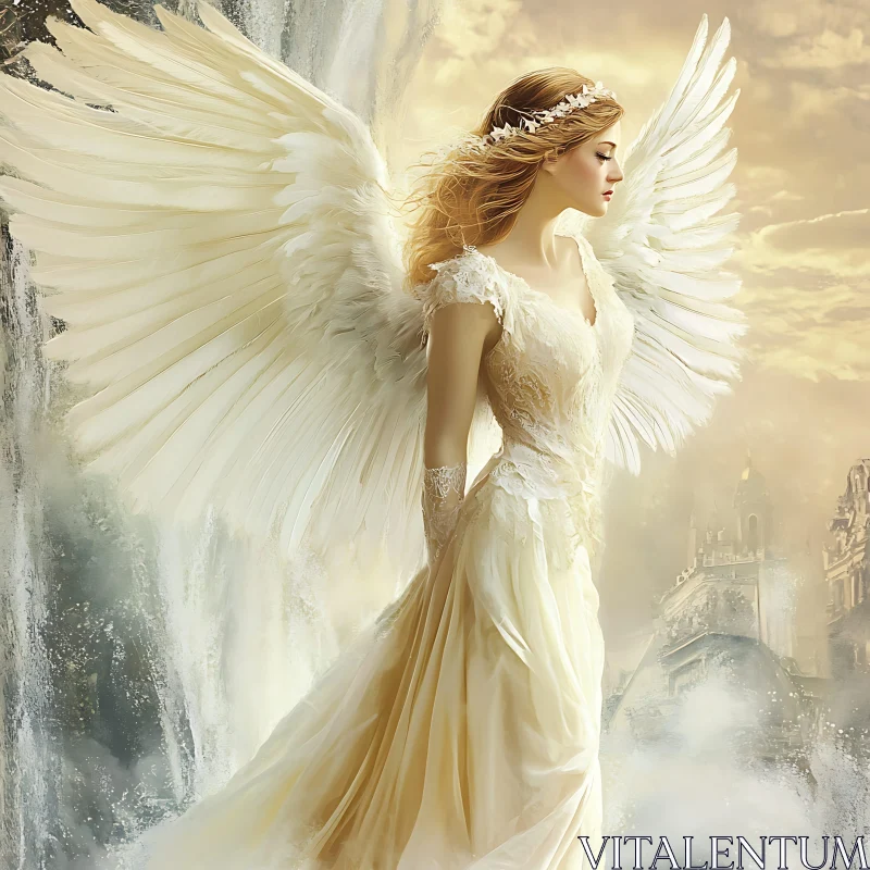 Ethereal Angel with Majestic Wings AI Image