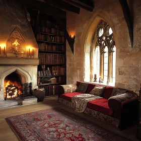 Cozy Living Room with Bookshelf