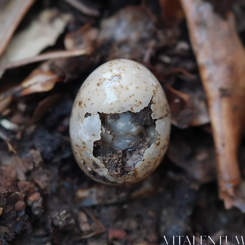 Broken Egg Among Soil and Organic Matter AI Image