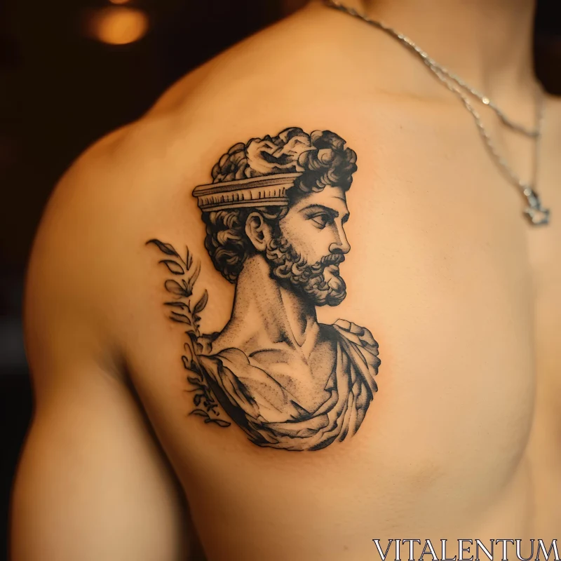 Greek Bust Tattoo on Shoulder AI Image