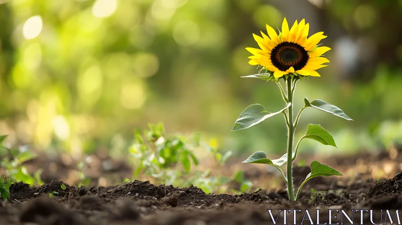 Single Sunflower in a Field AI Image