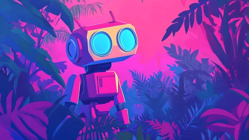 Neon Jungle Robot Art