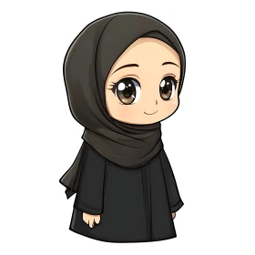 Cute Anime Girl in Traditional Islamic Dress
