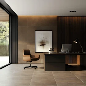 Contemporary Office Interior with Abstract Art
