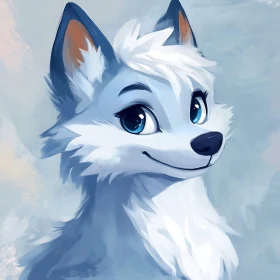 Cute Anime Wolf Smiling Portrait