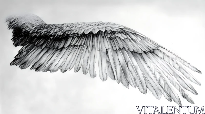 AI ART Detailed Wing Sketch on White