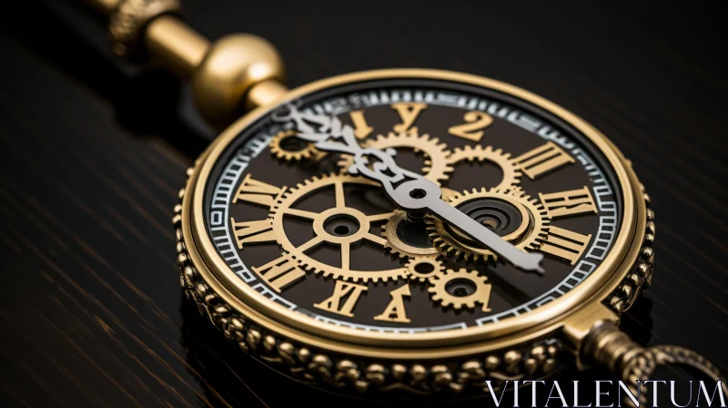 Golden Steampunk Pocket Watch - Aesthetic of Industrial Precision AI Image