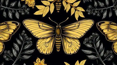 Vintage Gold Butterfly Vector Illustration: A Luxurious Touch of Nature