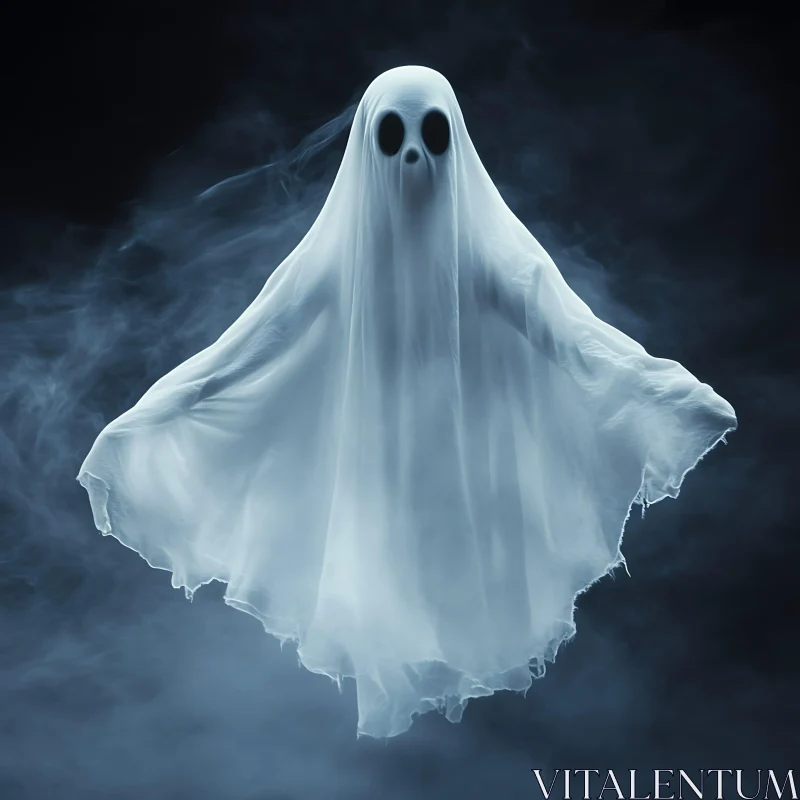 AI ART Mysterious Ghost Figure Floating in Darkness