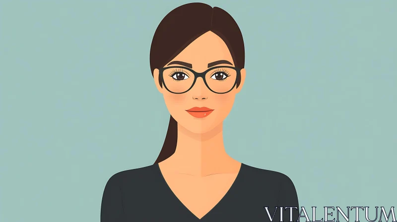 Stylish Woman with Glasses Illustration AI Image