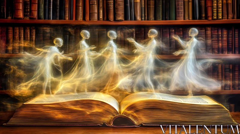 AI ART Mystical Figures Emerging From Old Book