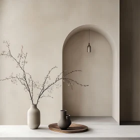 Serene Interior with Neutral Tones and Arches