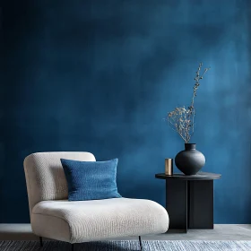 Modern Chair with Blue Accent Pillow