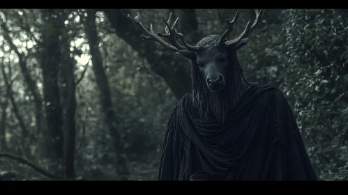 Mysterious Forest Creature with Antlers