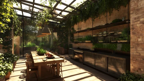 Sunlit Indoor Dining with Greenery