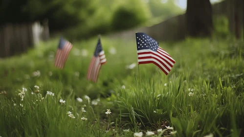 Stars and Stripes in Green Field