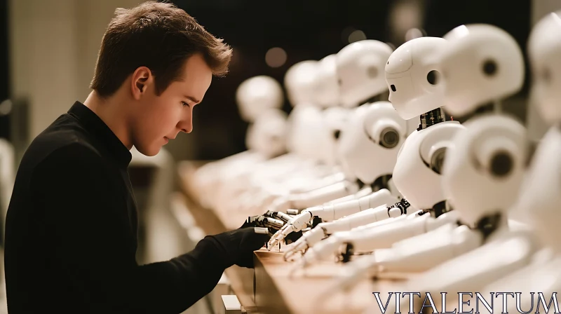 Man and Humanoid Robots AI Image