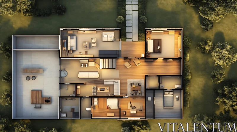 Detailed House Plan with Warm Lighting AI Image