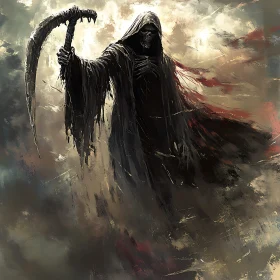 Cloaked Reaper with Scythe Illustration