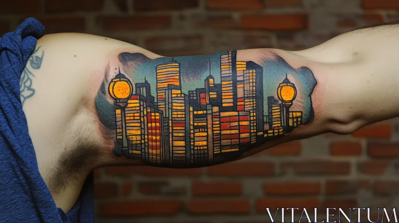 AI ART City Tattoo Art on Arm