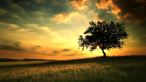 Solitary Tree at Golden Hour