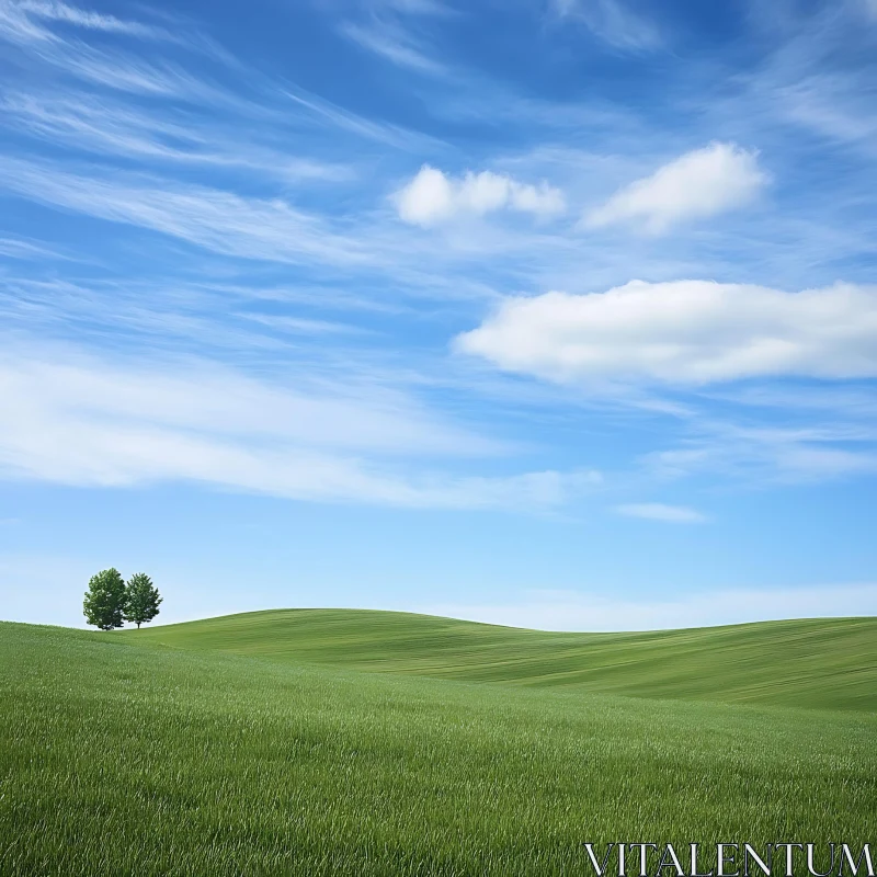 AI ART Peaceful Green Field Landscape