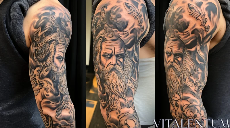 Detailed Norse Mythology Tattoo Art AI Image