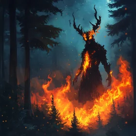 Burning Forest Spirit Fantasy Art