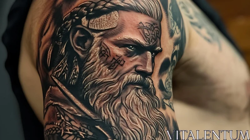 Detailed Viking Shoulder Tattoo Design AI Image