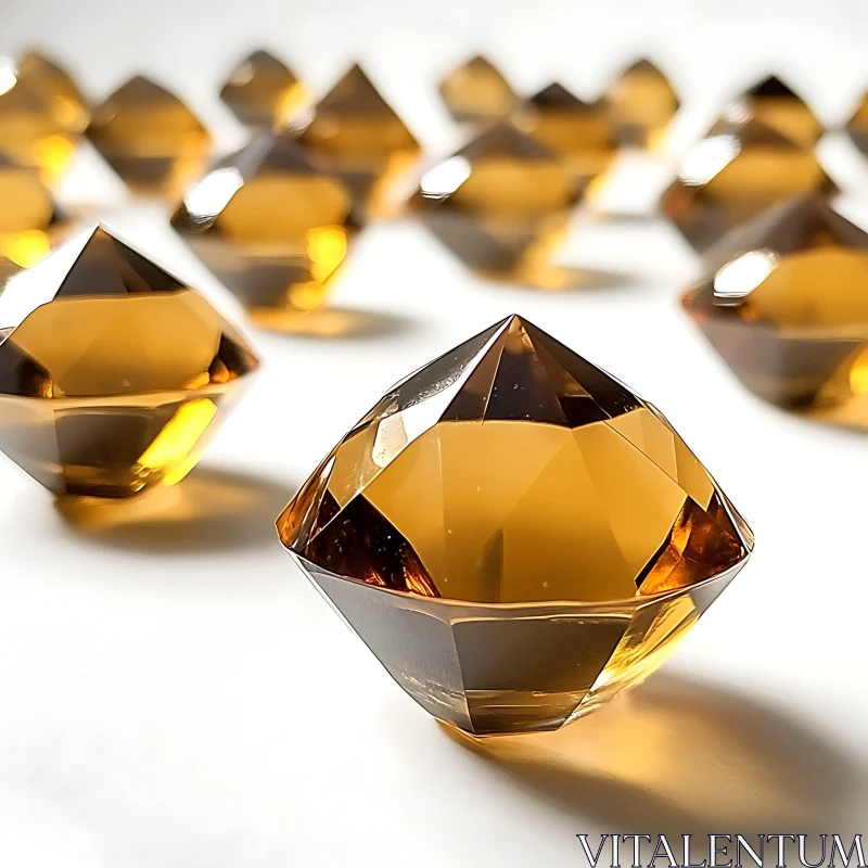 AI ART Geometric Amber Crystal Reflection