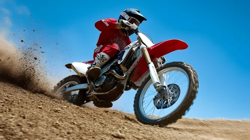 Dirt Bike Rider Jumping Blue Sky