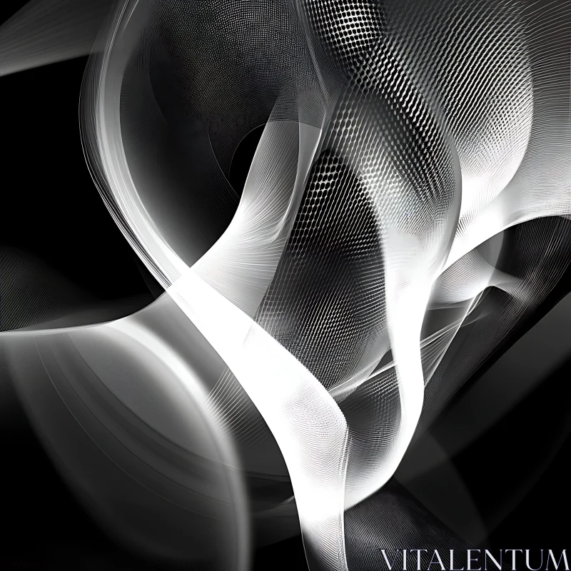 Black and White Abstract Swirl AI Image