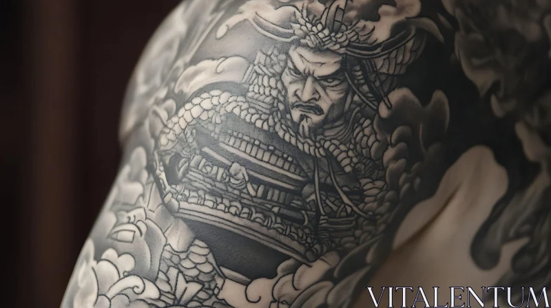 Intricate Samurai Ink Design AI Image