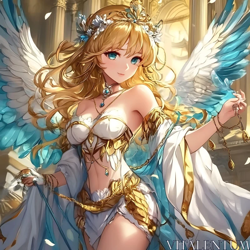 Winged Woman Anime Style AI Image