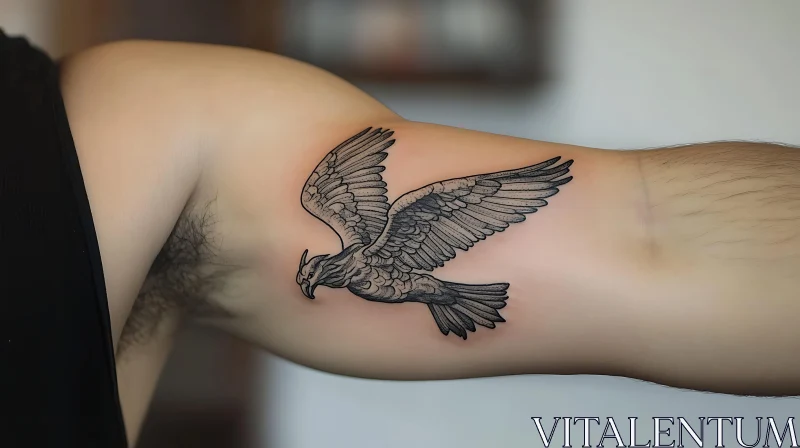 Eagle in Flight Arm Tattoo AI Image