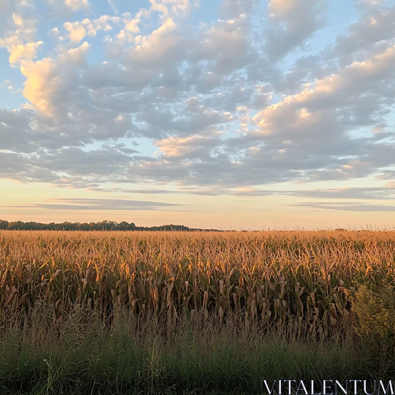 Cornfield at Dusk AI Image