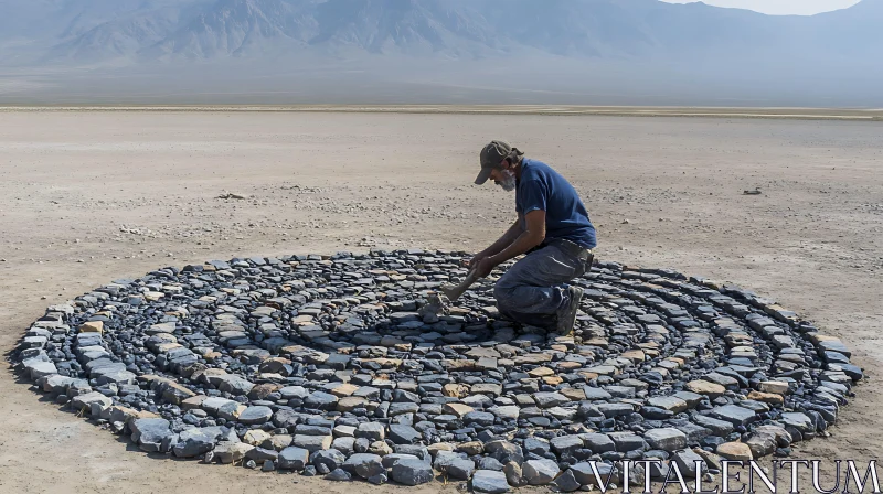 Creating Stone Circles in Desert AI Image