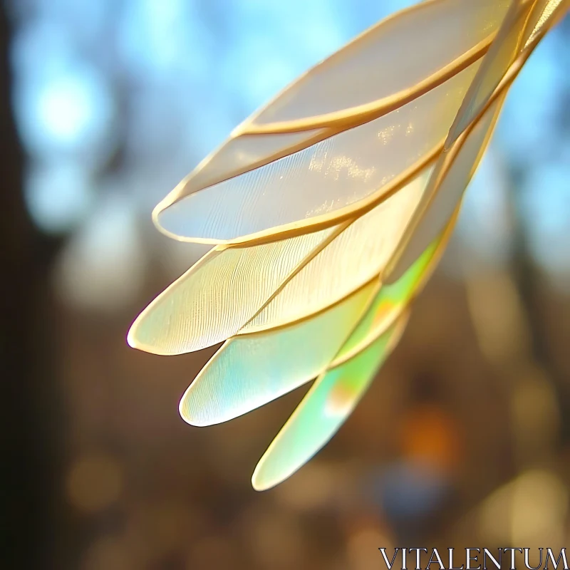 Intricate Macro Shot of Iridescent Insect Feathers AI Image