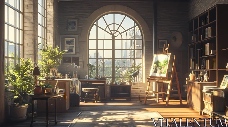 AI ART Painter's Studio with City View