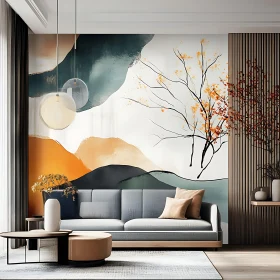 Modern Abstract Interior with Sofa