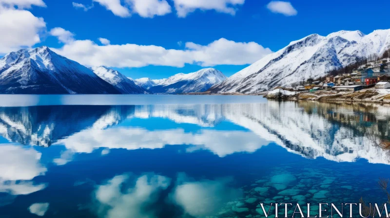 Serene Lake and Majestic Mountains: A Captivating Nature Scene AI Image