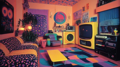 Vintage Interior with Retro Electronics