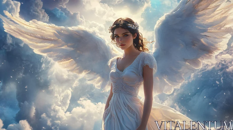 AI ART Celestial Angel with Wings in Heaven